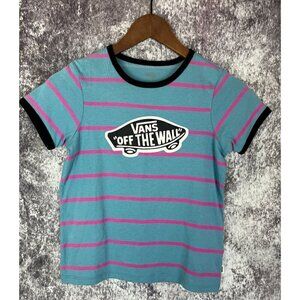 Vans "Off the Wall" Skate Striped Blue Pink women's Teens Small Girls 7/8